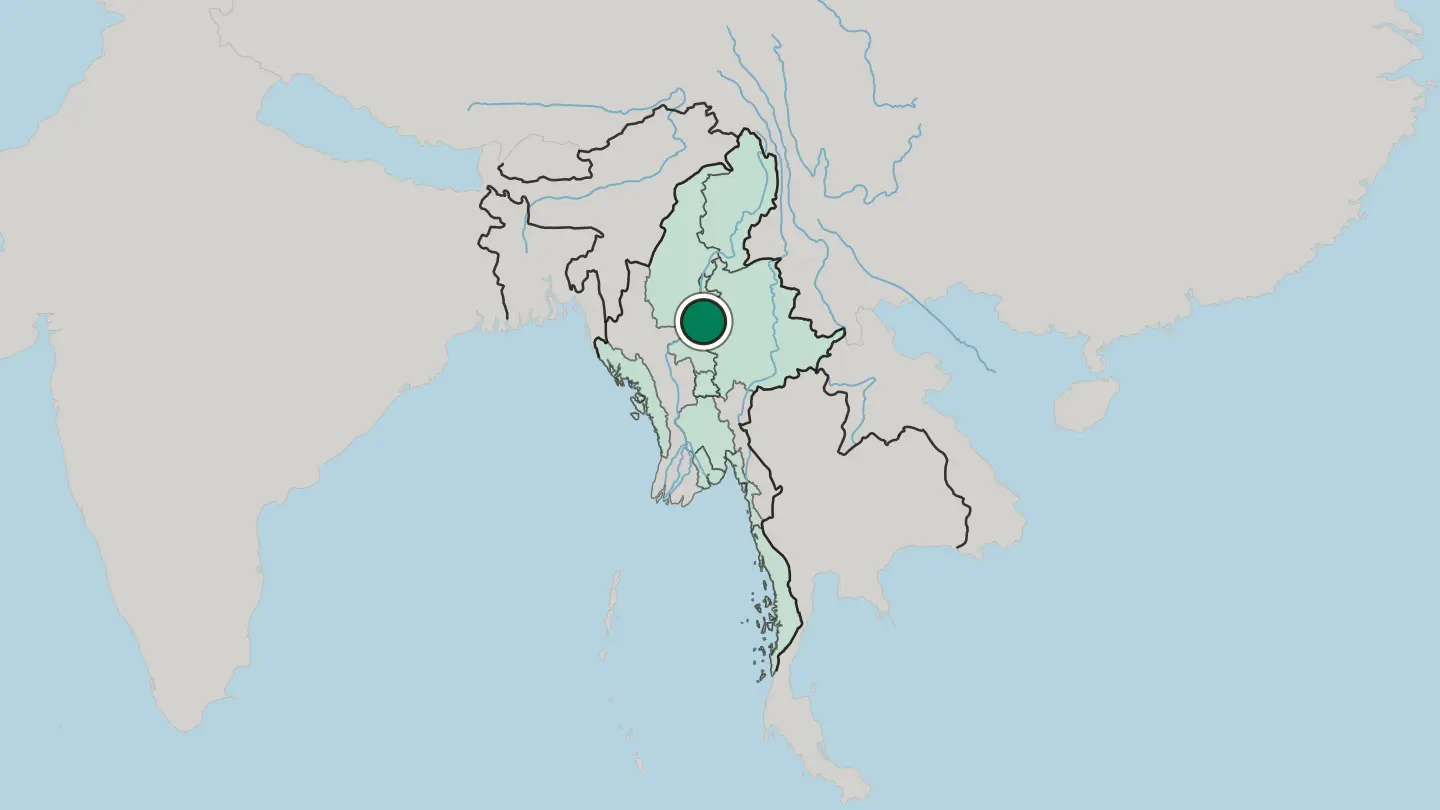 Map of Mandalay in Myanmar