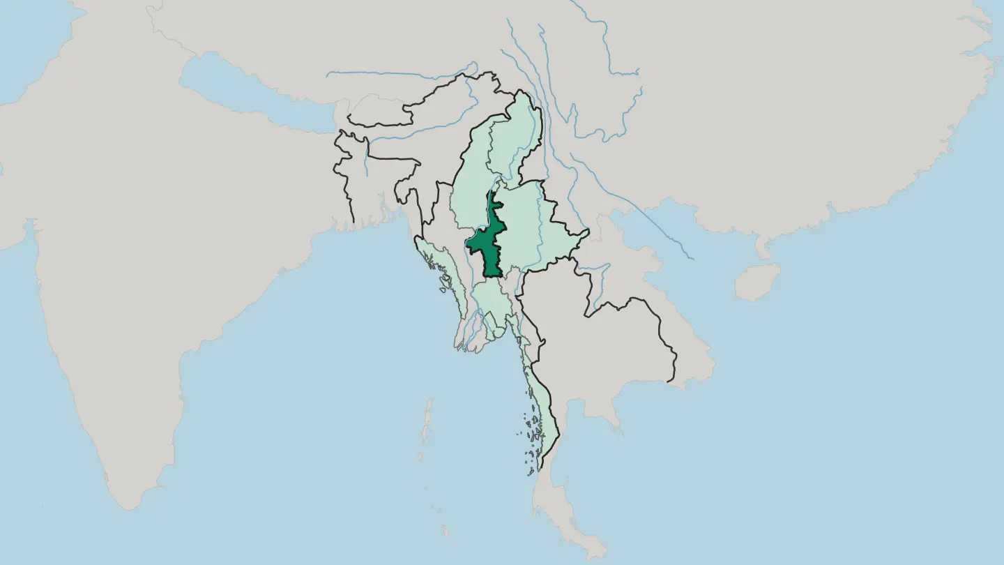 Map of Mandalay Region in Myanmar