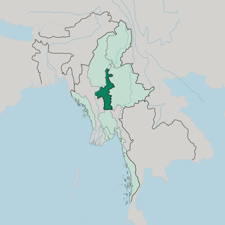 Map showing Mandalay Region — In Myanmar