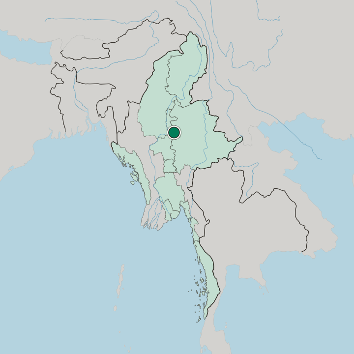 Map showing Pyin Oo Lwin — In Myanmar