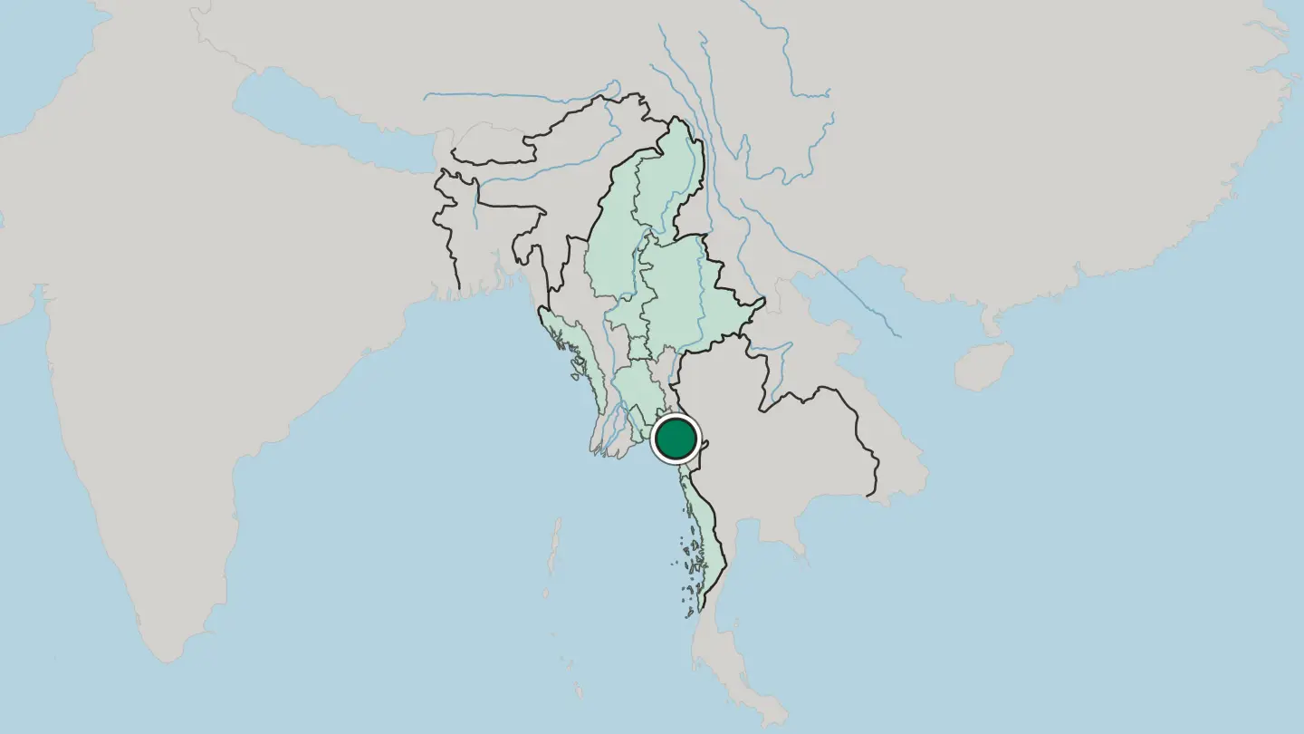 Map of Mawlamyine in Myanmar