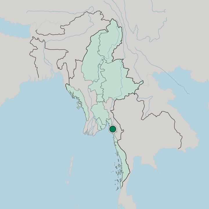 Map showing Mawlamyine — In Myanmar