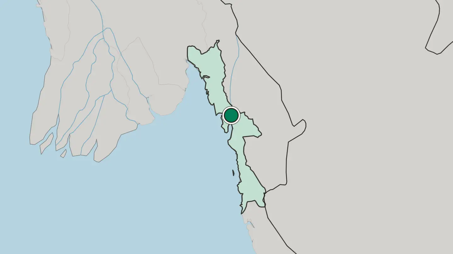 Map of Mawlamyine in Myanmar