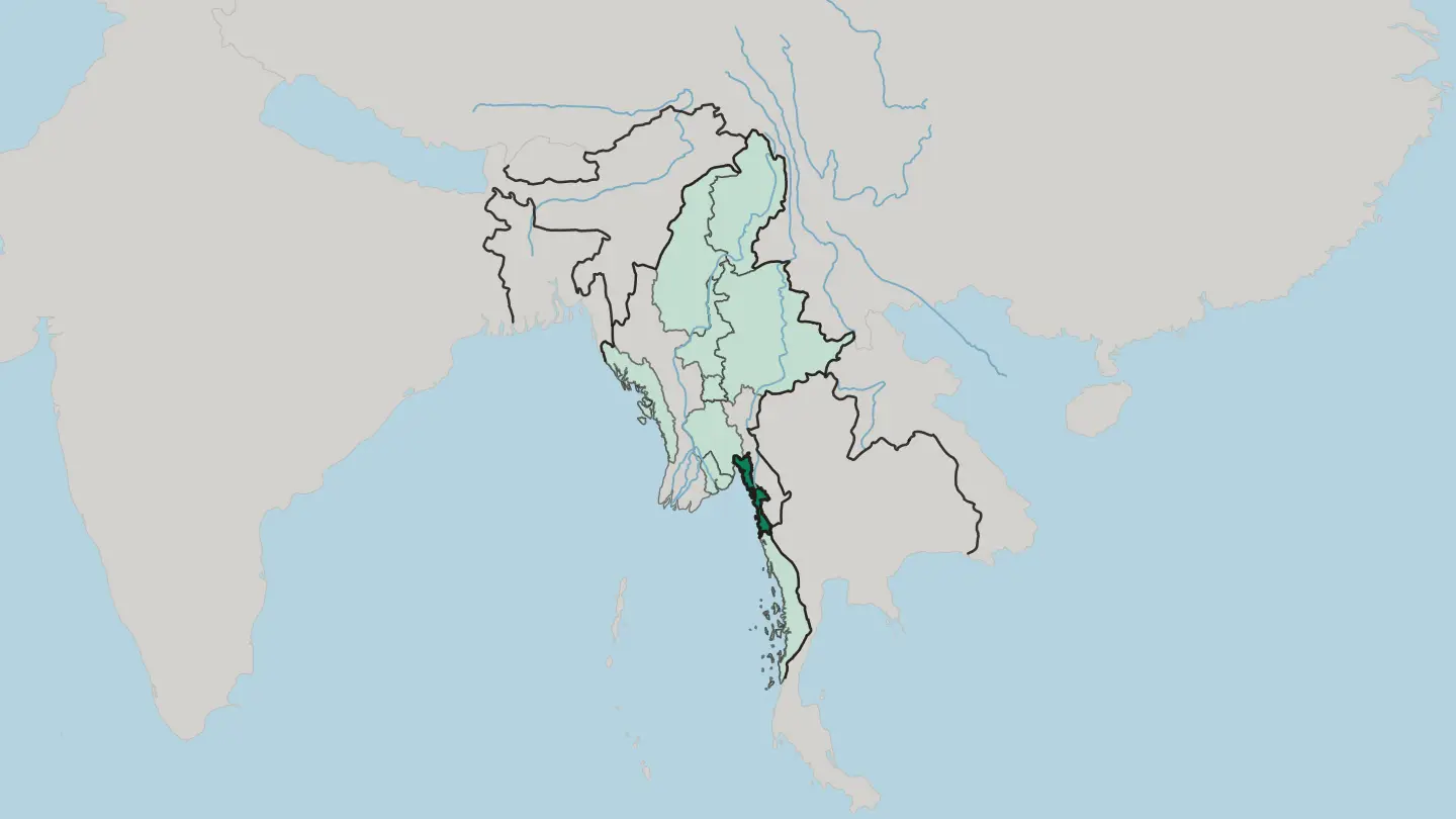 Map of Mon State in Myanmar