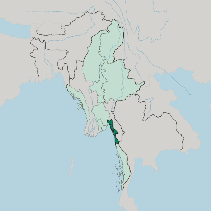 Map showing Mon State — In Myanmar