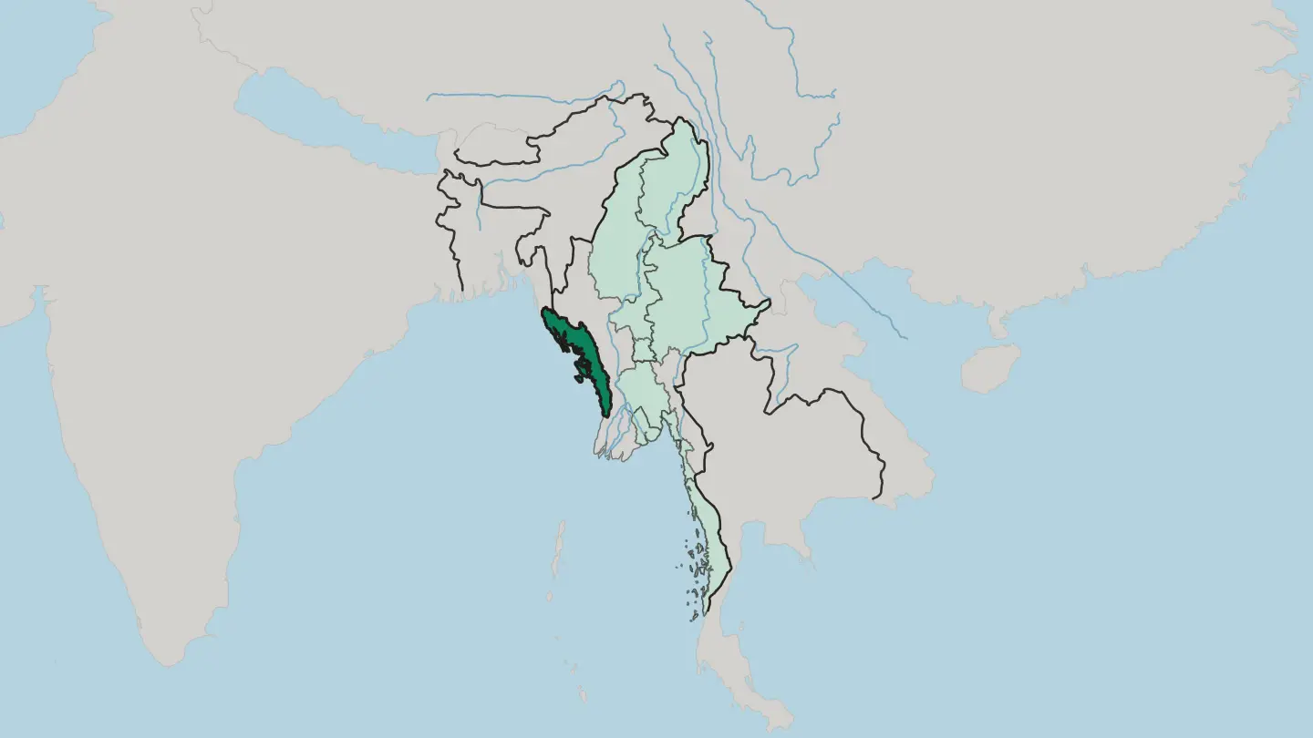 Map of Rakhine State in Myanmar