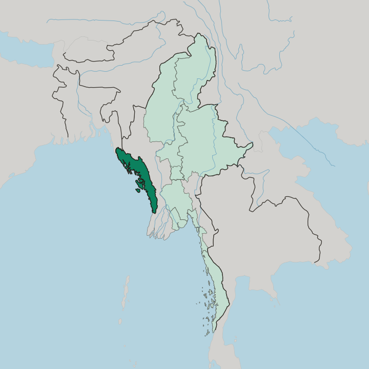 Map showing Rakhine State — In Myanmar