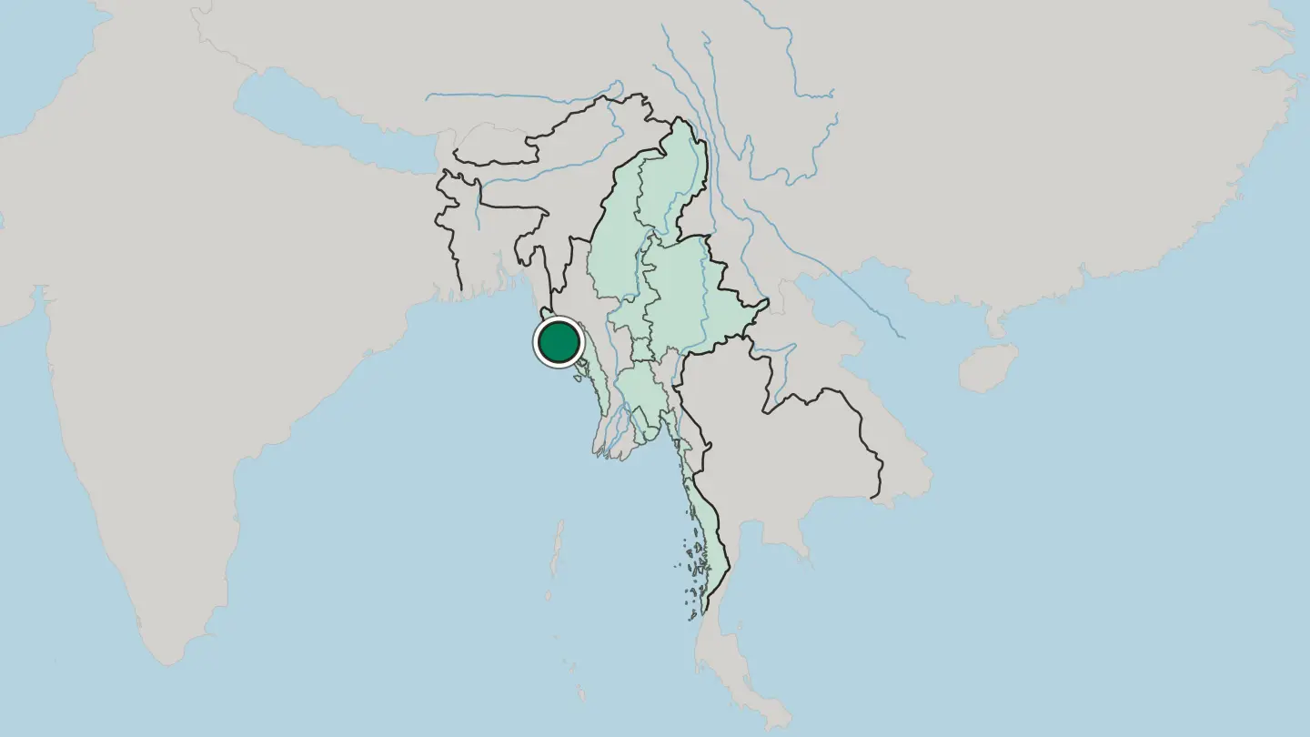Map of Sittwe in Myanmar