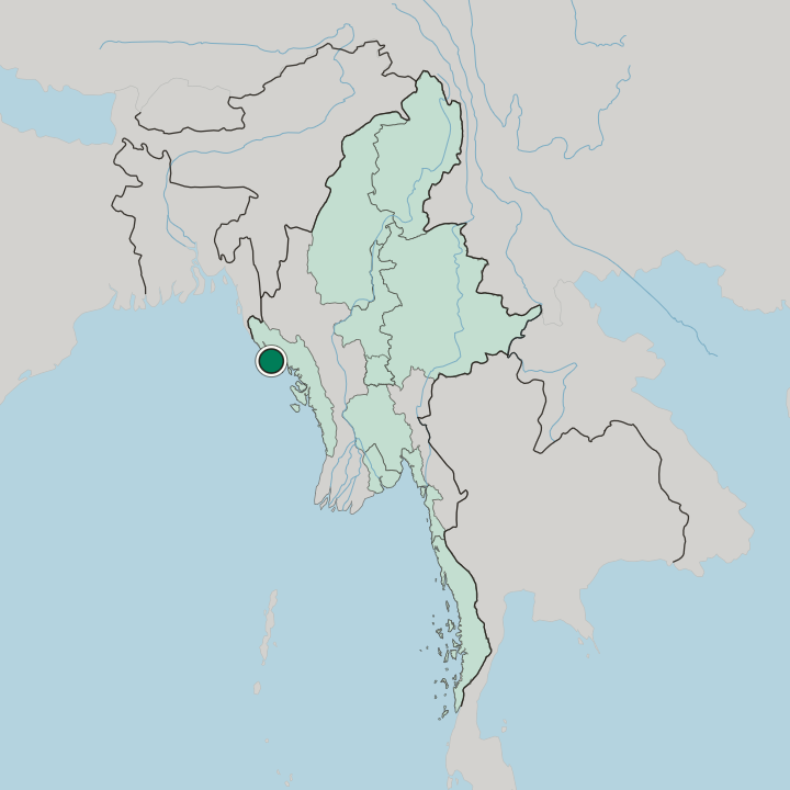 Map showing Sittwe — In Myanmar