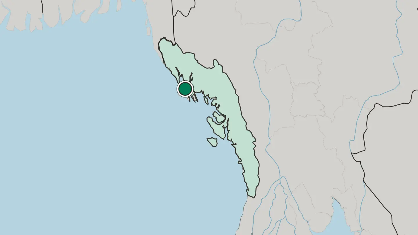 Map of Sittwe in Myanmar