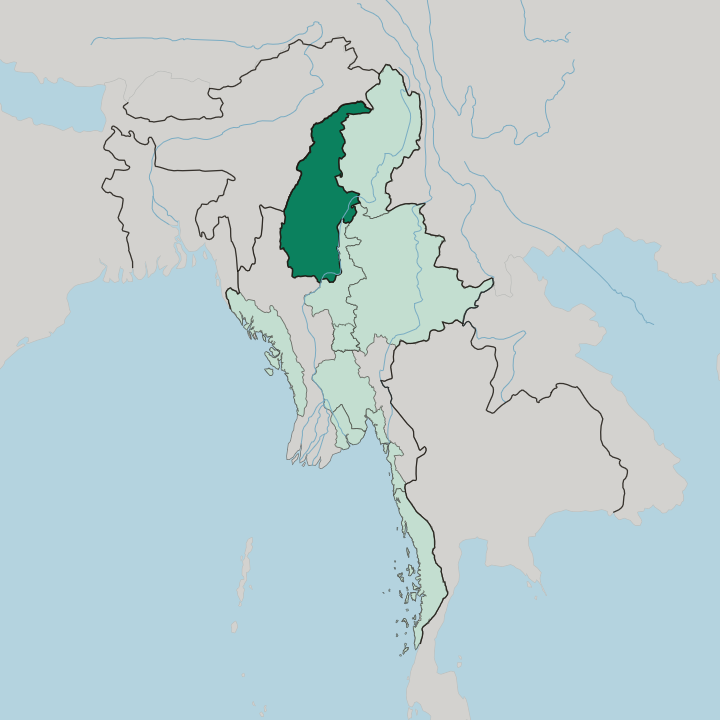 Map showing Sagaing Region — In Myanmar