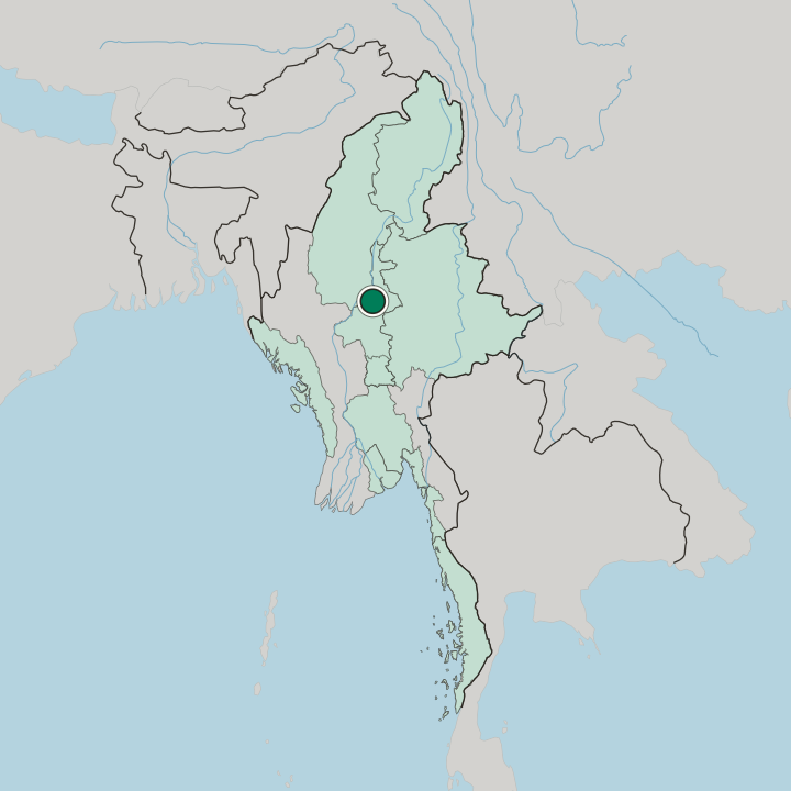 Map showing Sagaing — In Myanmar