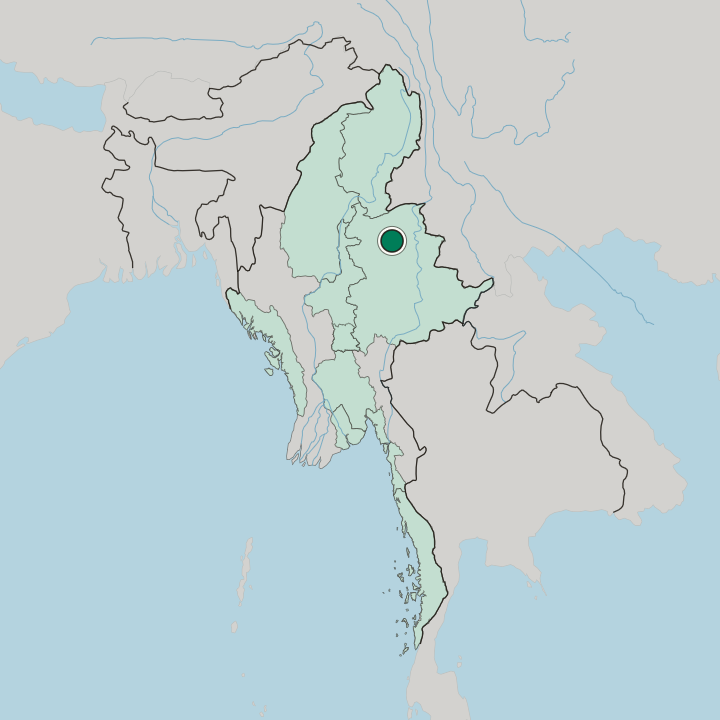 Map showing Lashio — In Myanmar