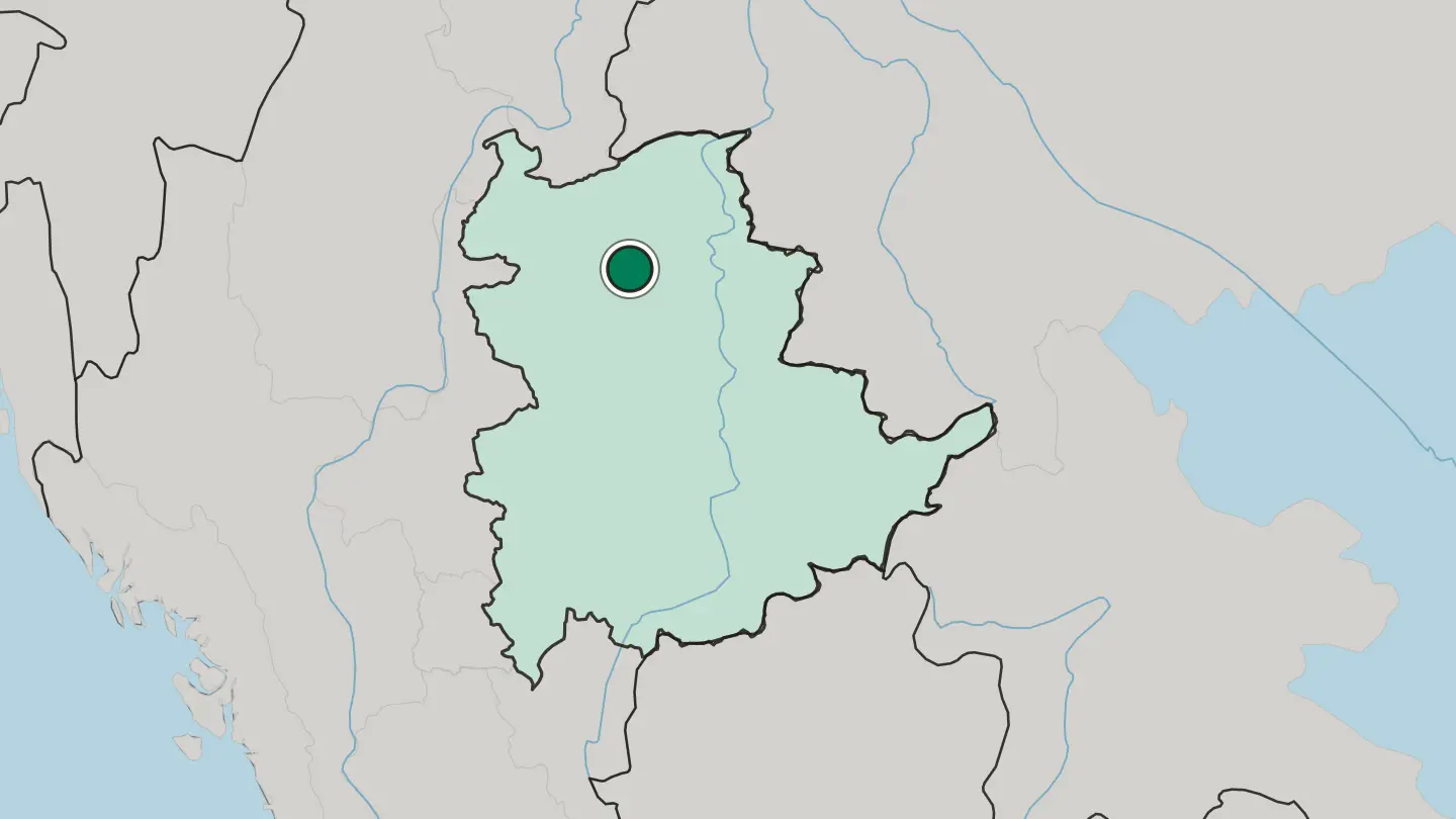 Map of Lashio in Myanmar