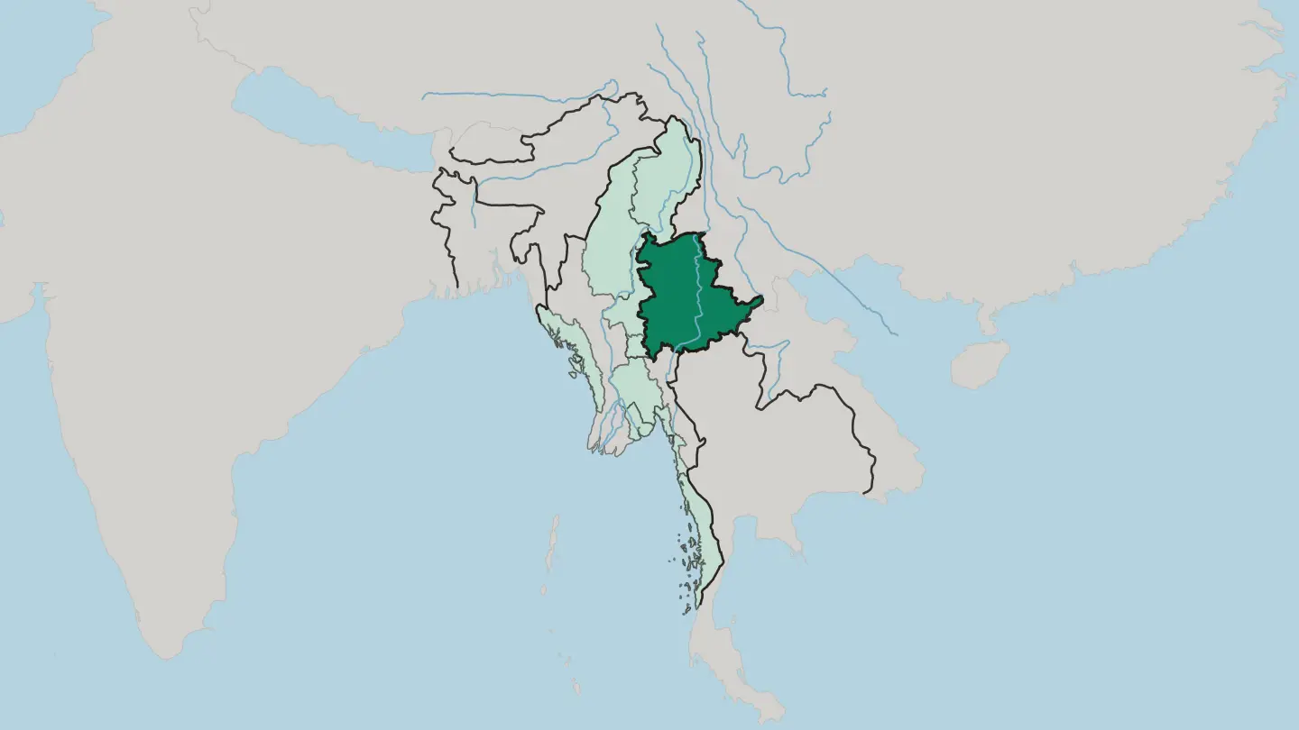 Map of Shan State in Myanmar