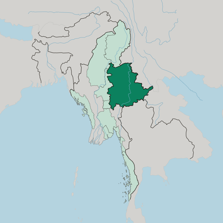Map showing Shan State — In Myanmar