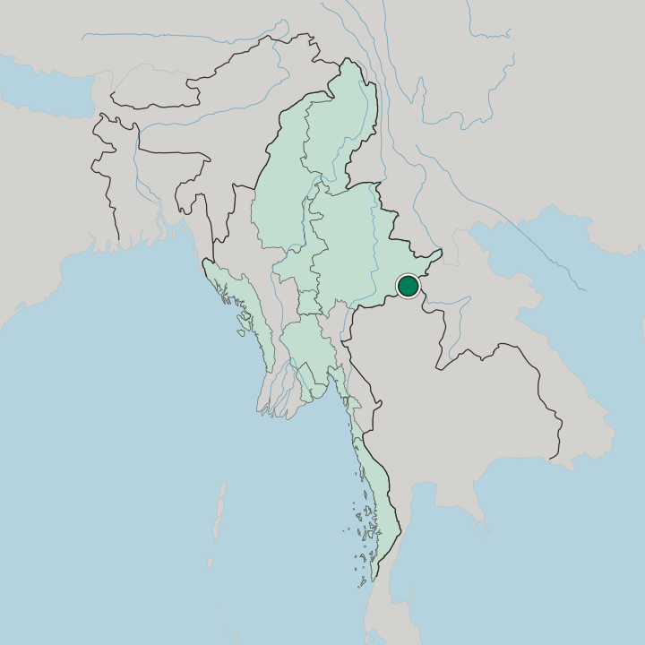 Map showing Tachilek — In Myanmar