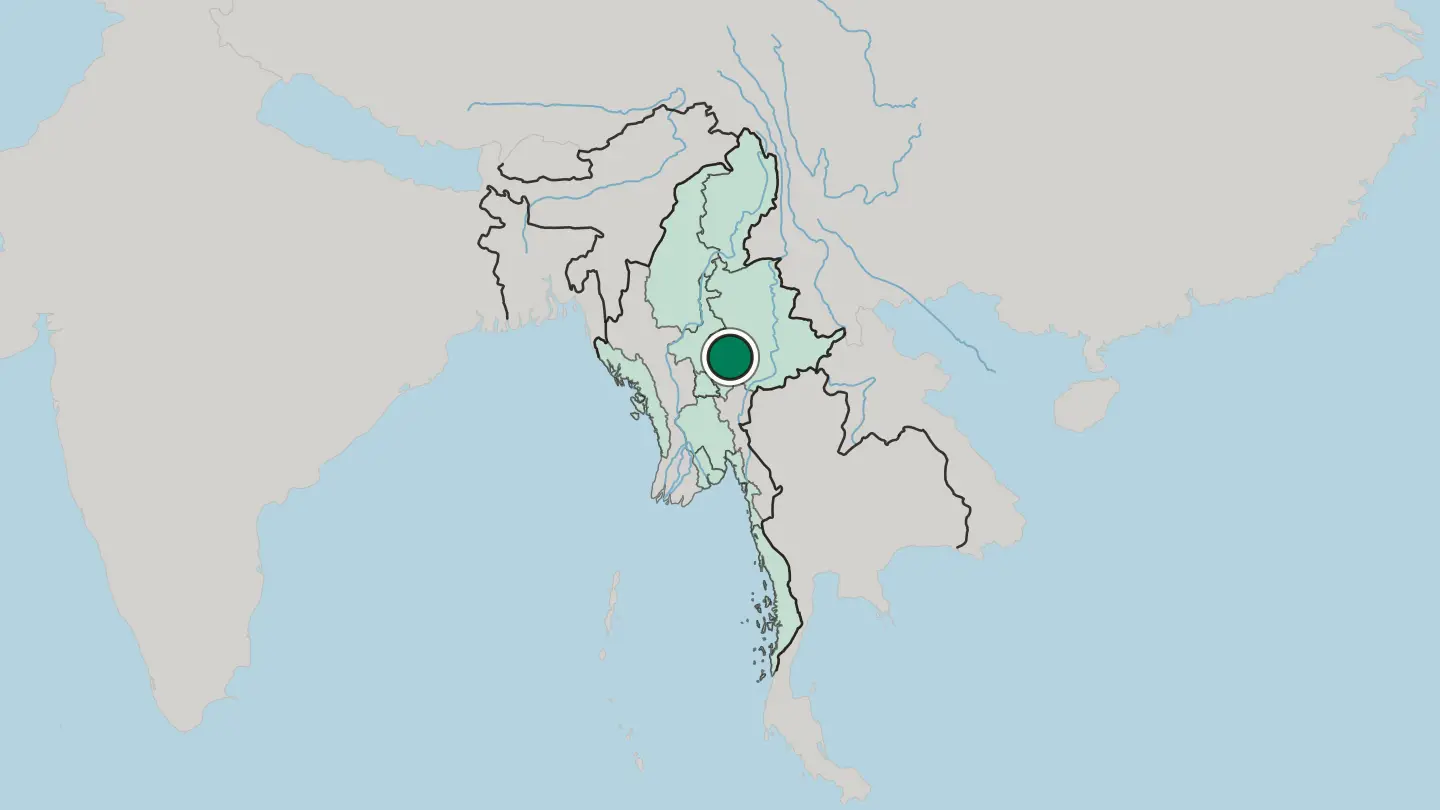 Map of Taunggyi in Myanmar