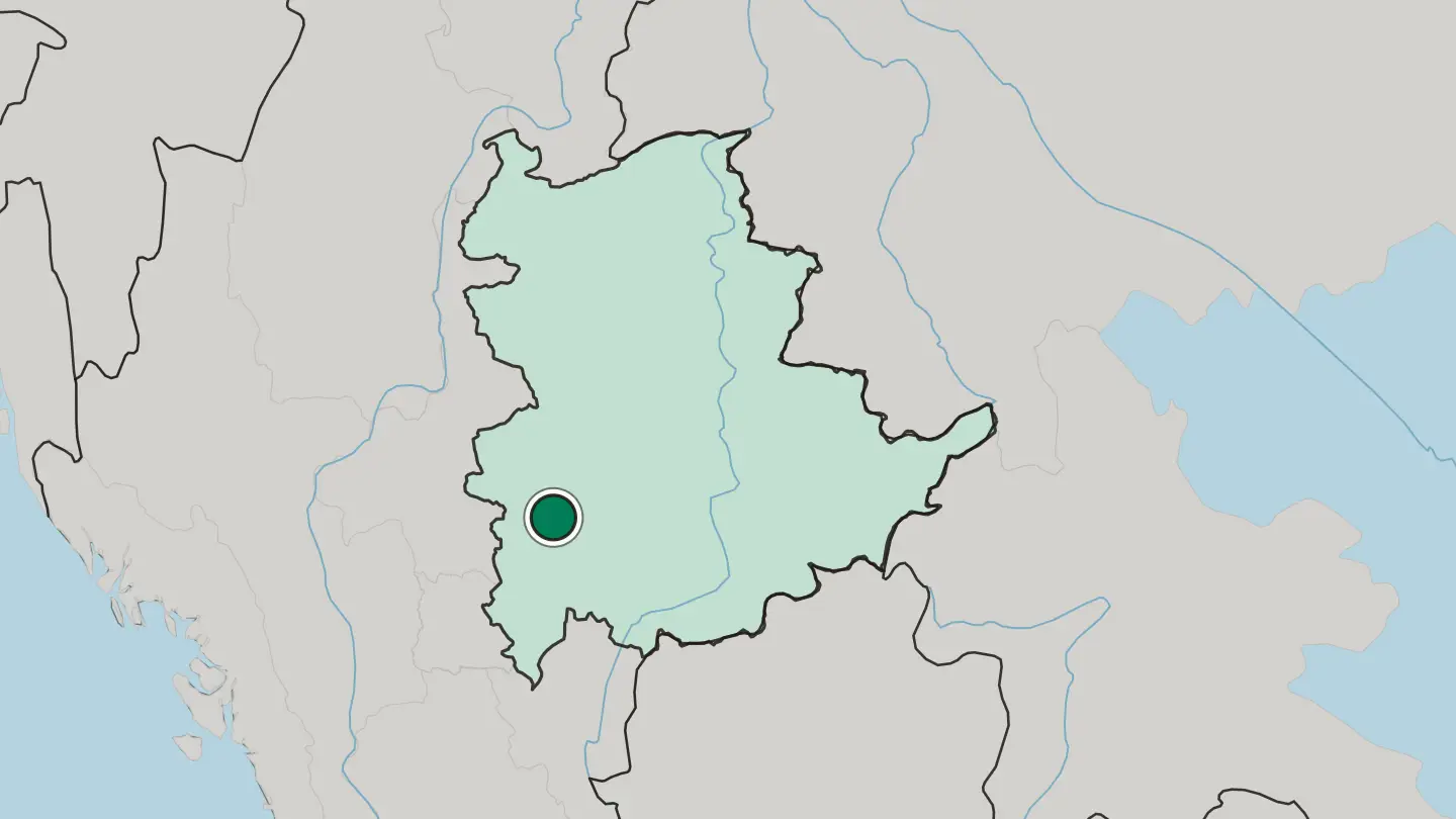Map of Taunggyi in Myanmar