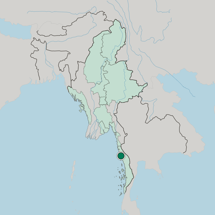 Map showing Dawei — In Myanmar