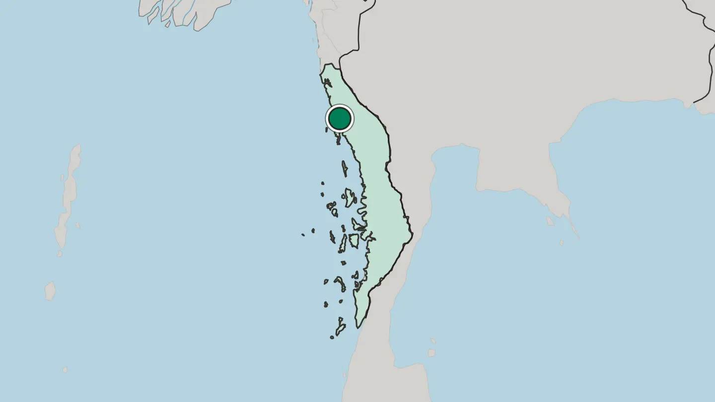Map of Dawei in Myanmar