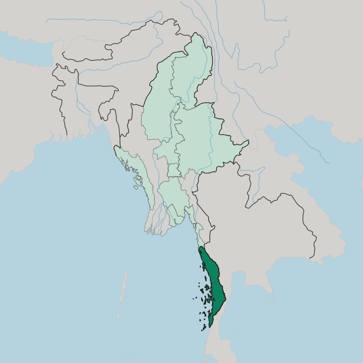 Map showing Tanintharyi Region — In Myanmar