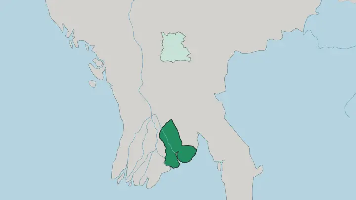 Map of Yangon Region in Myanmar