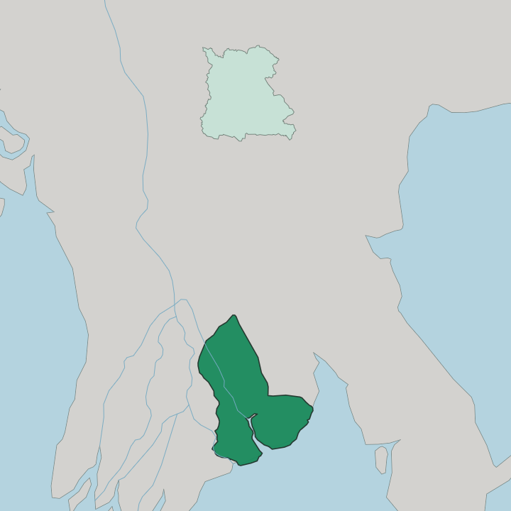 Map showing Yangon Region — In Myanmar