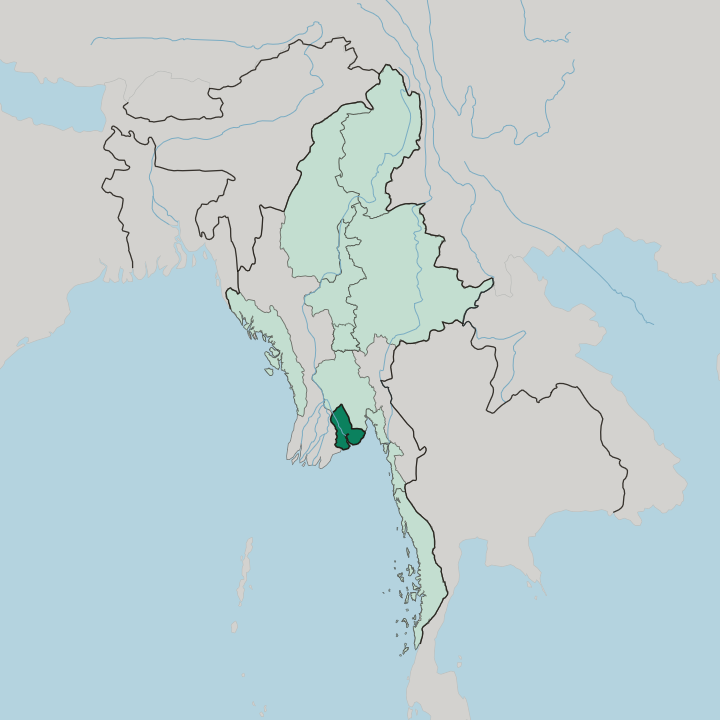 Map showing Yangon Region — In Myanmar