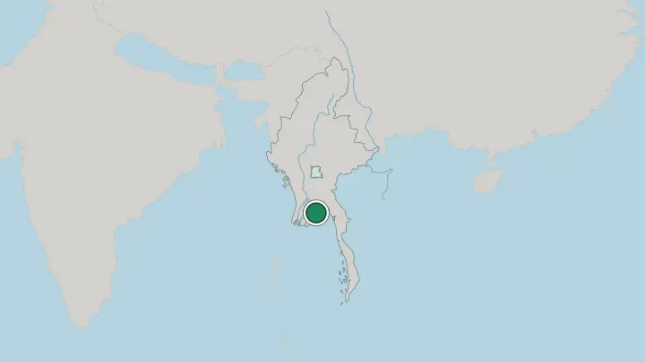 Map of Yangon in Myanmar
