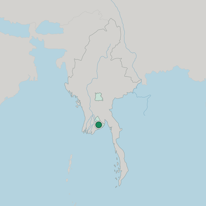 Map showing Yangon — In Myanmar