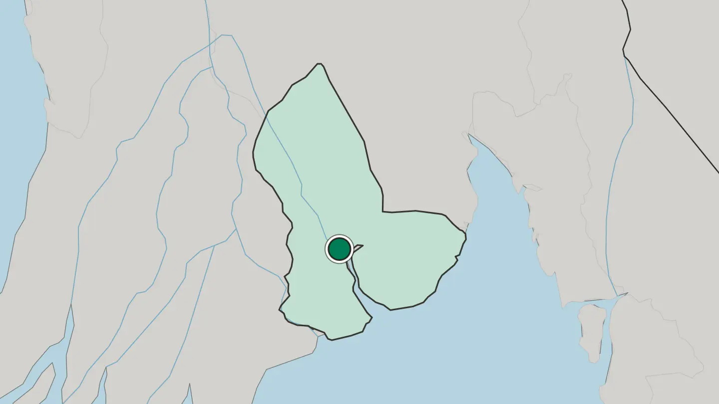 Map of Yangon in Myanmar