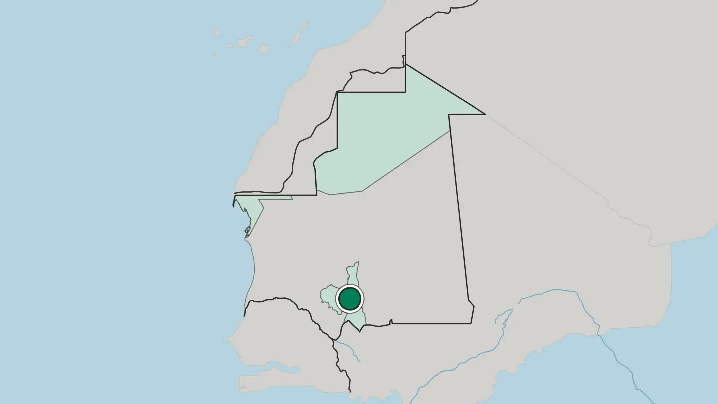 Map of Kiffa in Mauritania