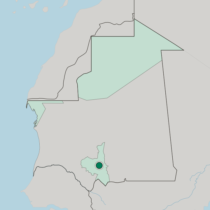 Map showing Kiffa — In Mauritania
