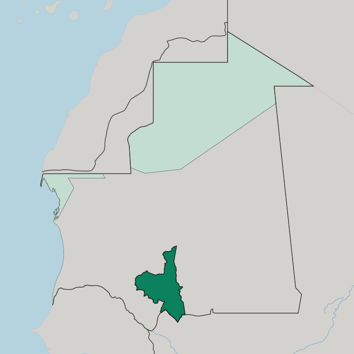 Map showing Assaba — In Mauritania