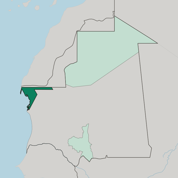 Map showing Dakhlet Nouadhibou — In Mauritania