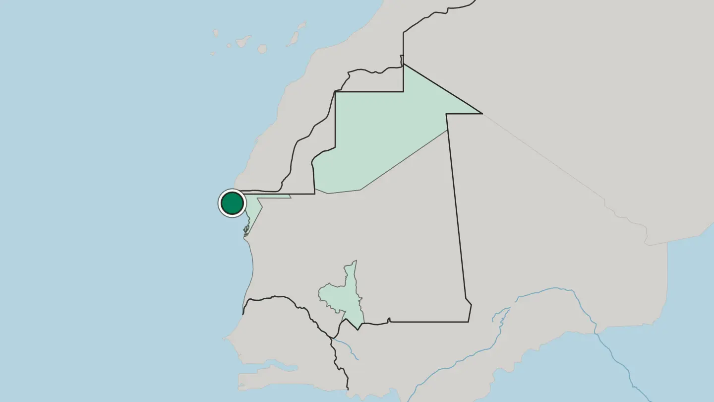 Map of Nouadhibou in Mauritania