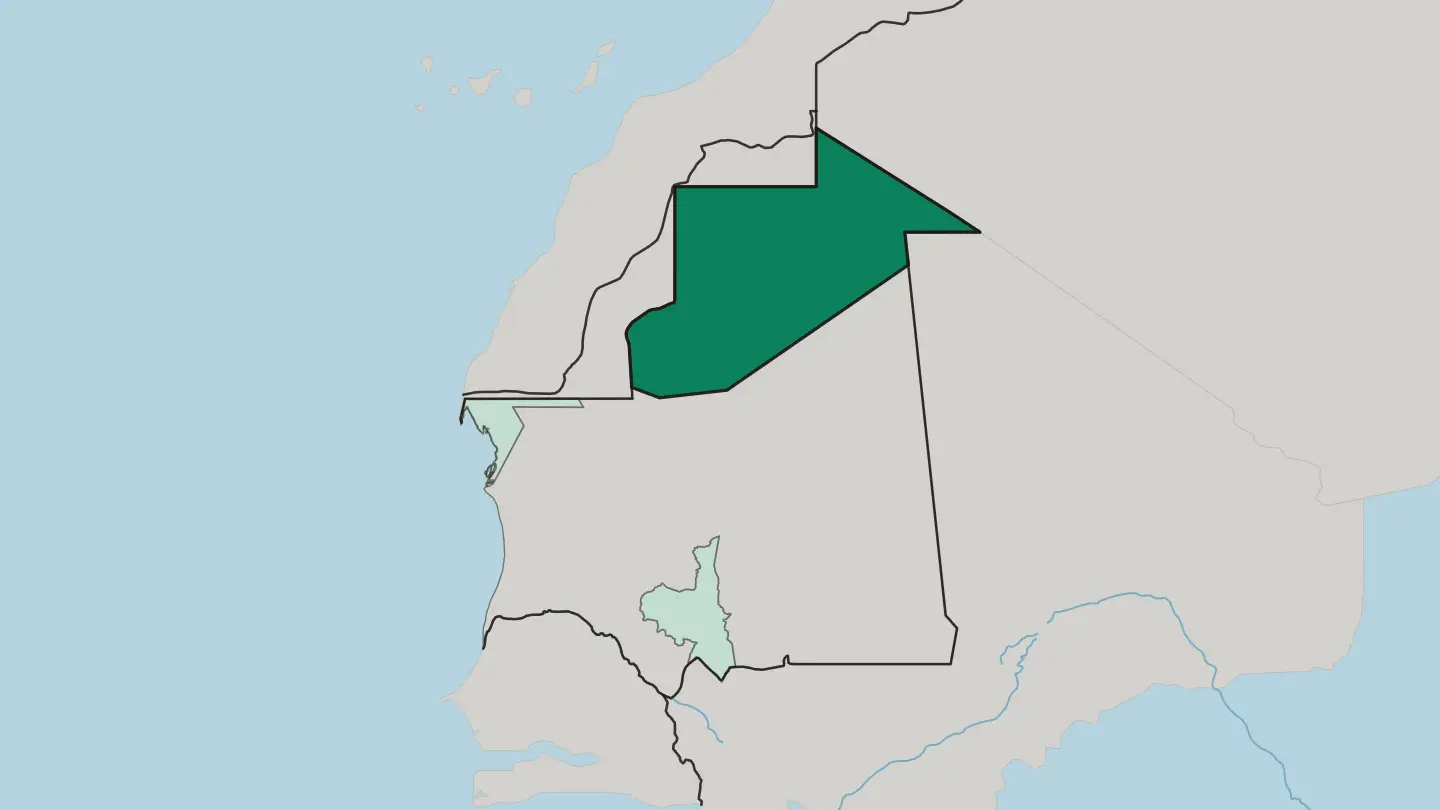 Map of Tiris Zemmour in Mauritania