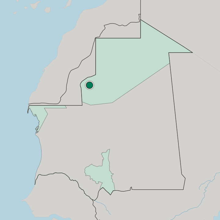 Map showing Zouérat — In Mauritania