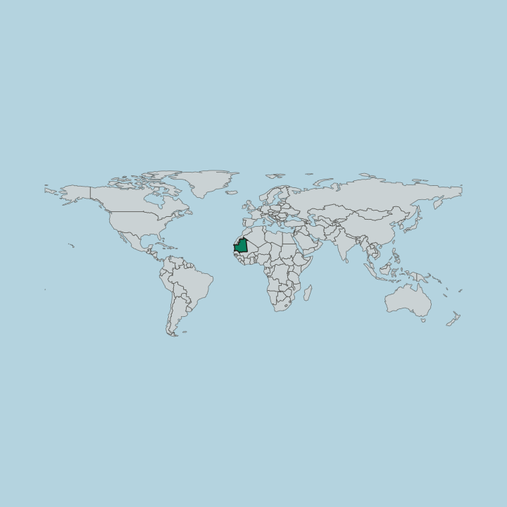 Map showing Mauritania — Worldwide