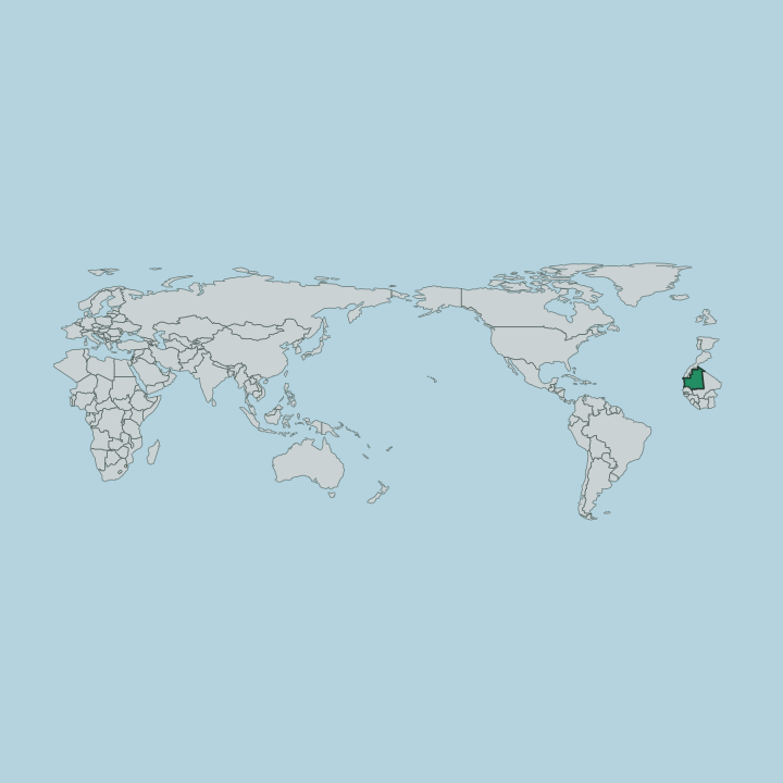 Map showing Mauritania — Worldwide