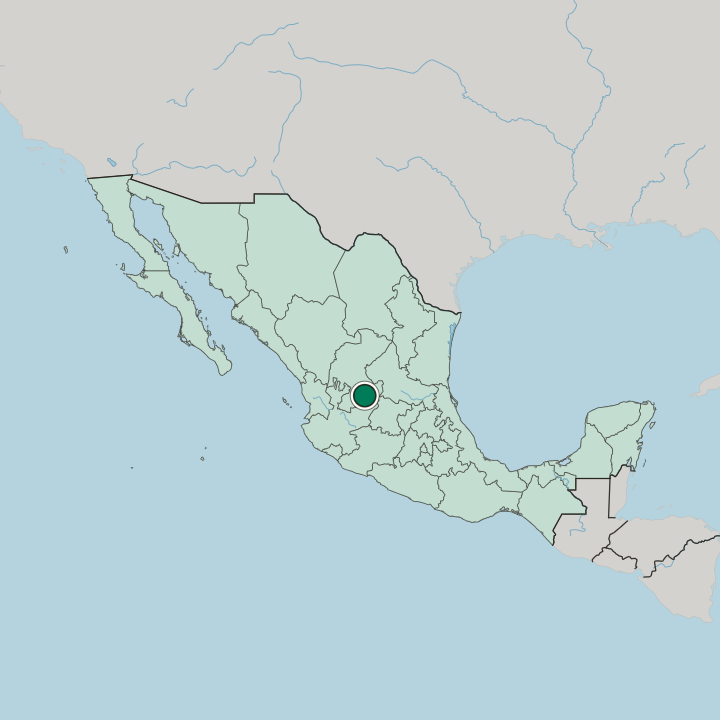 Map showing Aguascalientes — In Mexico