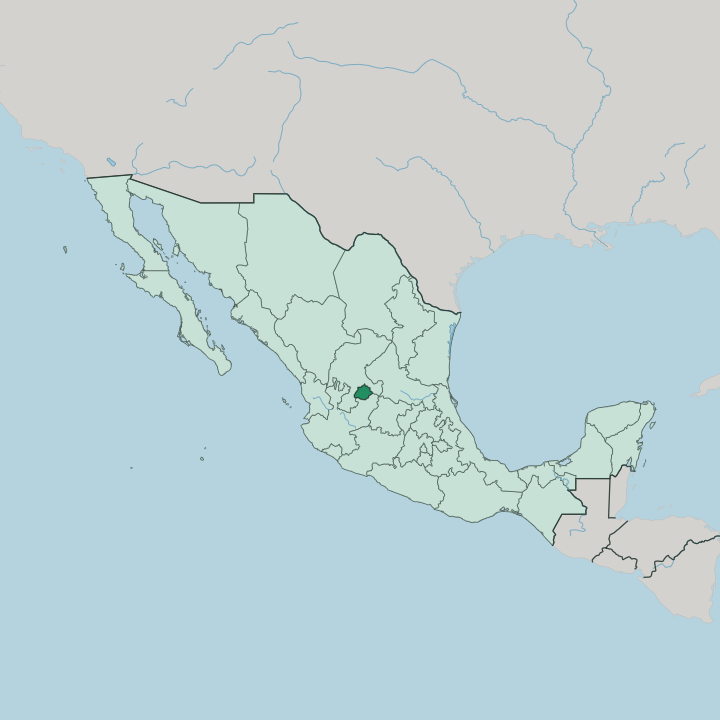 Map showing Estado de Aguascalientes — In Mexico