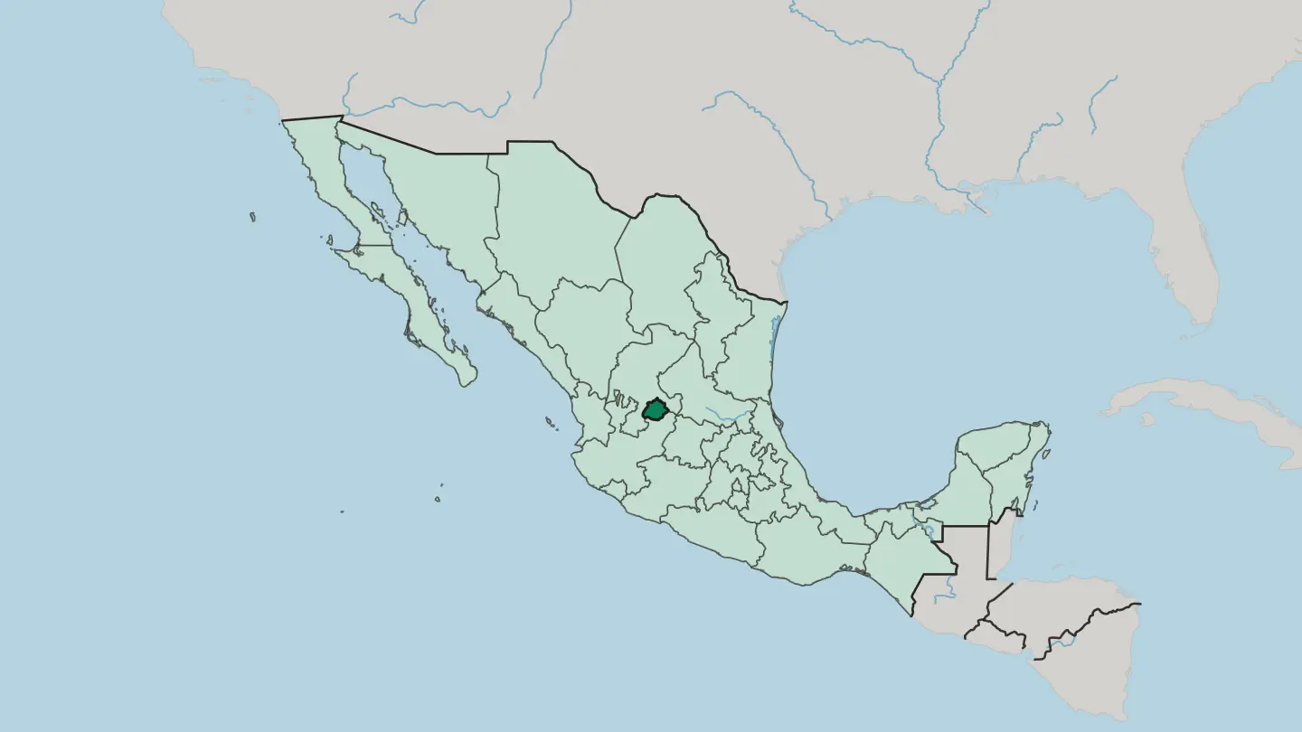 Map of Estado de Aguascalientes in Mexico