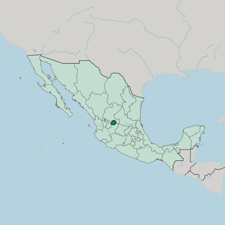 Map showing Estado de Aguascalientes — In Mexico