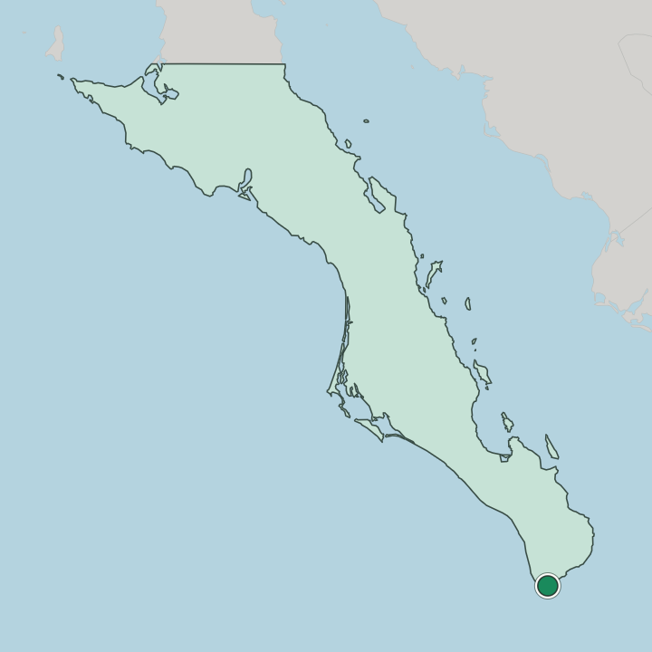 Map showing Cabo San Lucas — In Estado de Baja California Sur