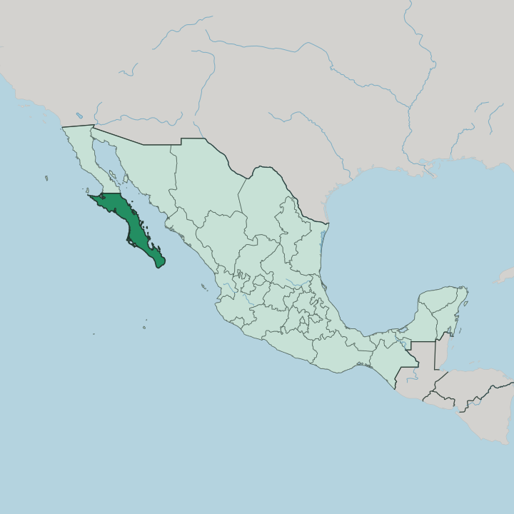 Map showing Estado de Baja California Sur — In Mexico
