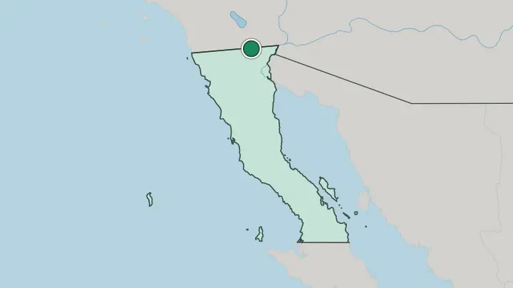 Map of Mexicali in Mexico