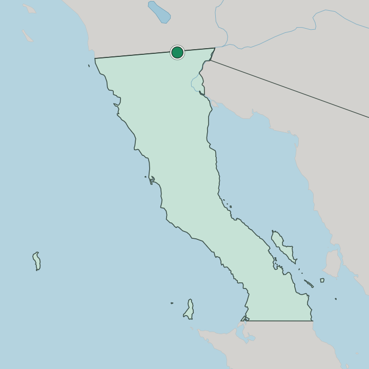 Map showing Mexicali — In Estado de Baja California