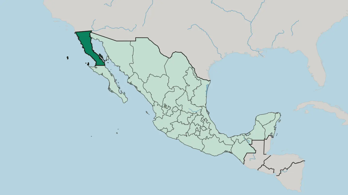 Map of Estado de Baja California in Mexico